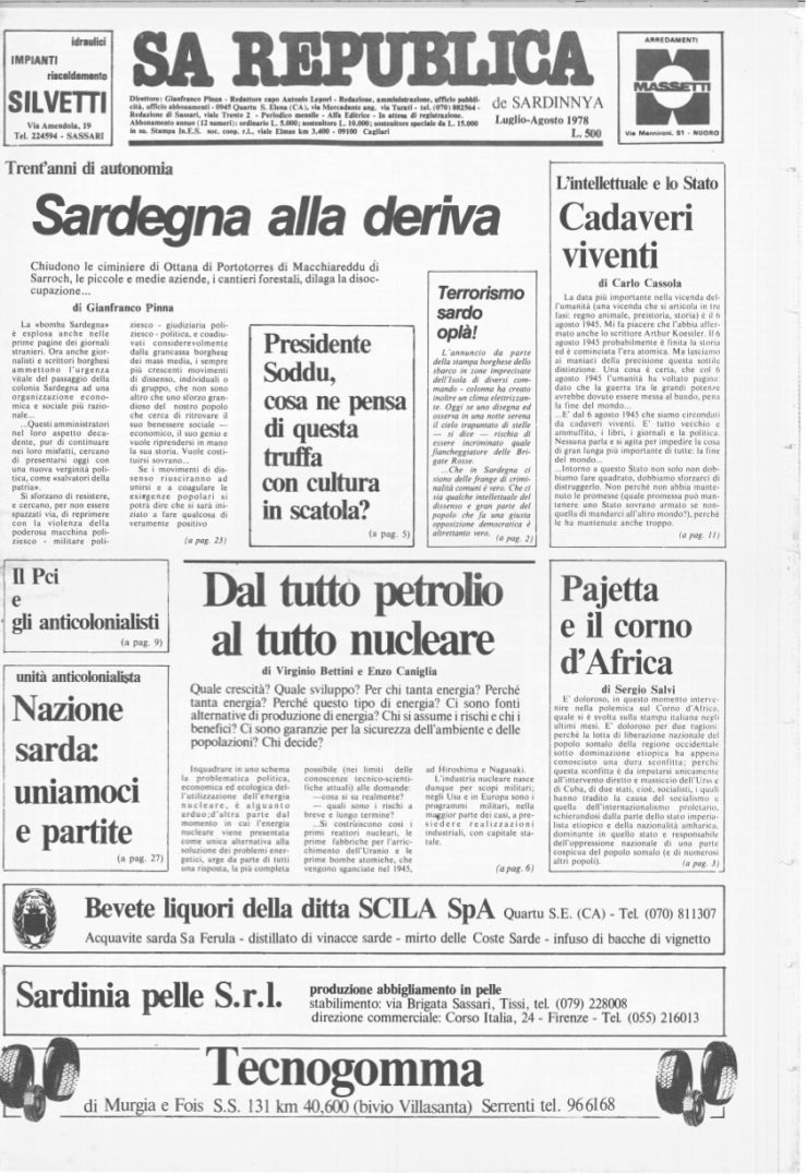 anno 1978 SA REPUBLICA SARDA